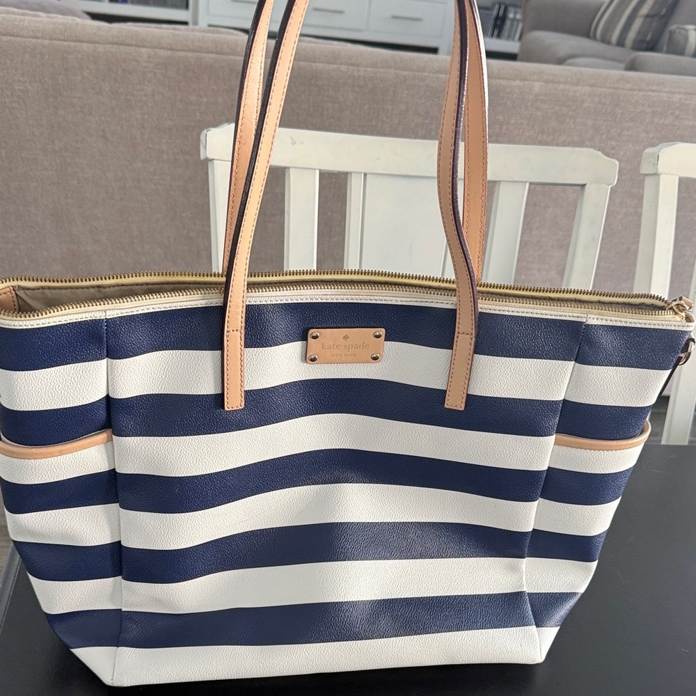 Kate Spade Blue and White Striped diaper Bag